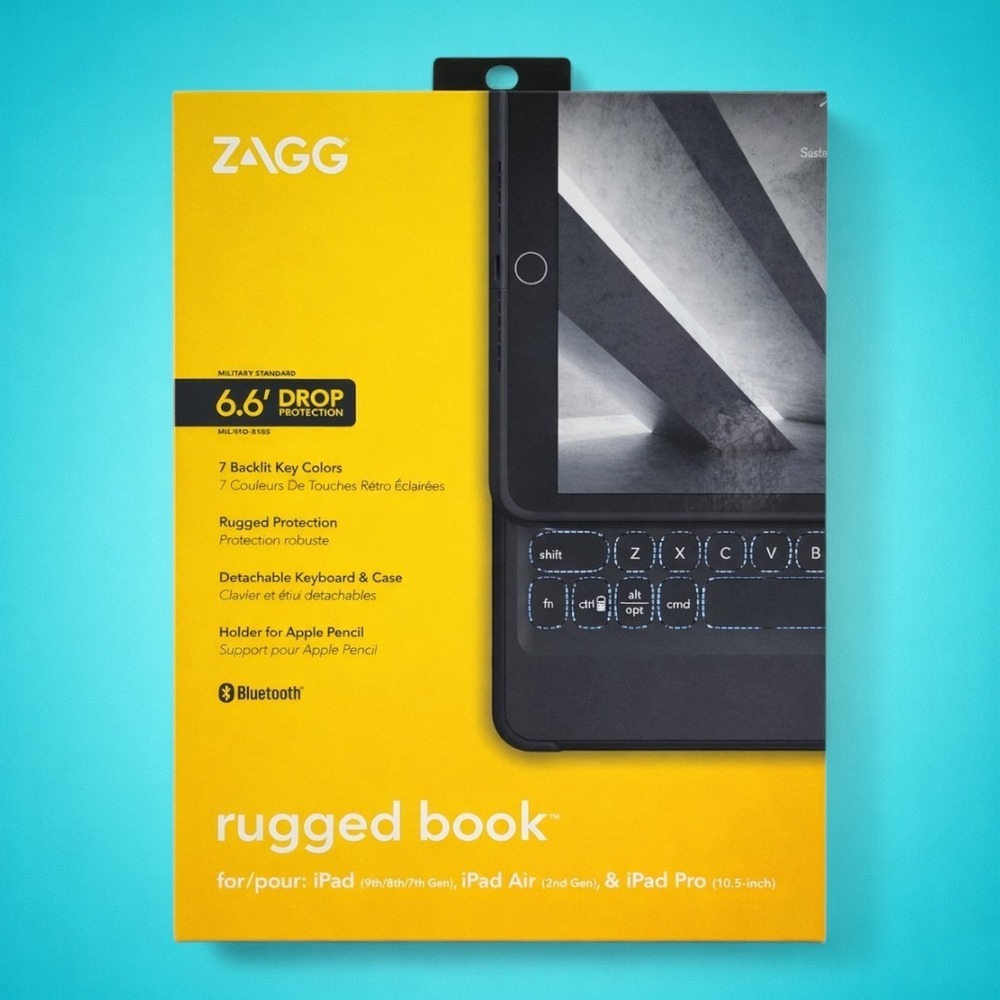 New ZAGG Rugged Book, Magnetic-hinged Keyboard-10.5" iPad Pro/iPad Air (3rd)